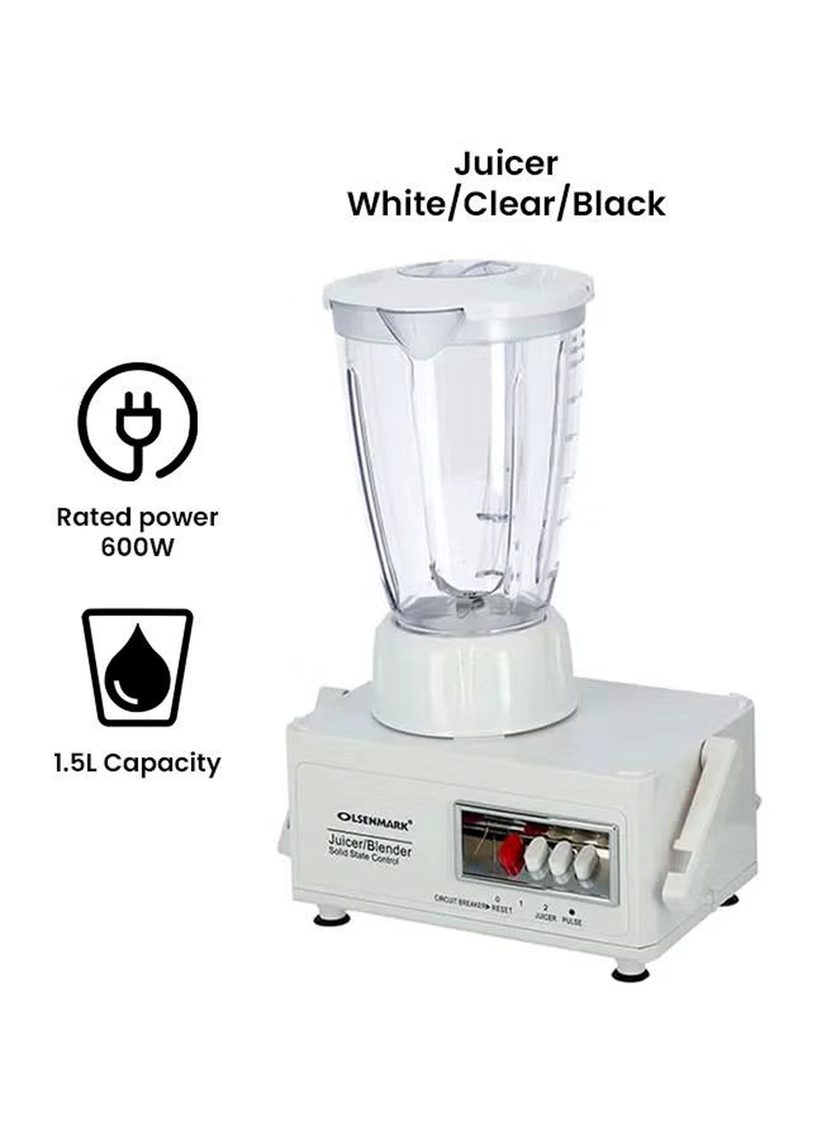  Olsenmark 4 In 1 Food Processor, Stainless Steel Blades, Safety Lock Protection, Powerful Motor, Overheat Protection, High Performance Filter 650 W OMSB2137C White/Clear/Black-2-2