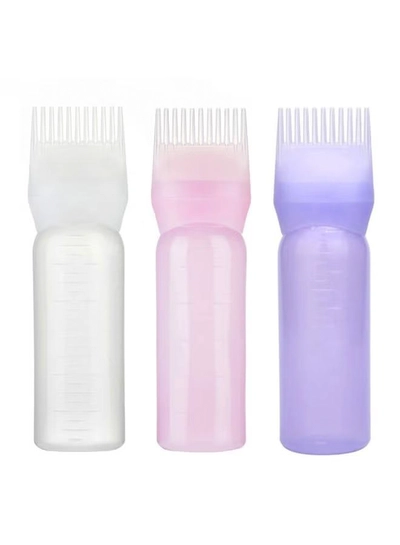 Voberry 3-Piece Hair Dye Bottle And Brush Applicator Set White/Pink/Blue 17cm-0