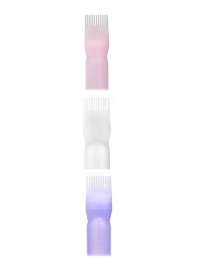 Voberry 3-Piece Hair Dye Bottle And Brush Applicator Set White/Pink/Blue 17cm-2