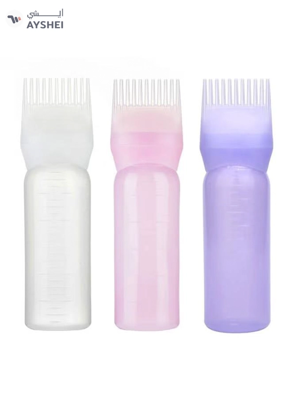 Voberry 3-Piece Hair Dye Bottle And Brush Applicator Set White/Pink/Blue 17cm