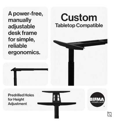 Navodesk Basic Standing Desk Frame, Manual Height Adjustable Sit to Stand Desk-2