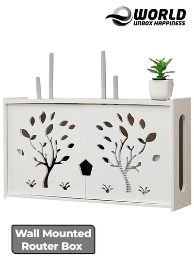 Eworld Stylish Wall Mounted Router Rack for Wi Fi Router, Set-Top Box, Light Cat Box and More-0