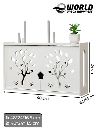 Eworld Stylish Wall Mounted Router Rack for Wi Fi Router, Set-Top Box, Light Cat Box and More-1