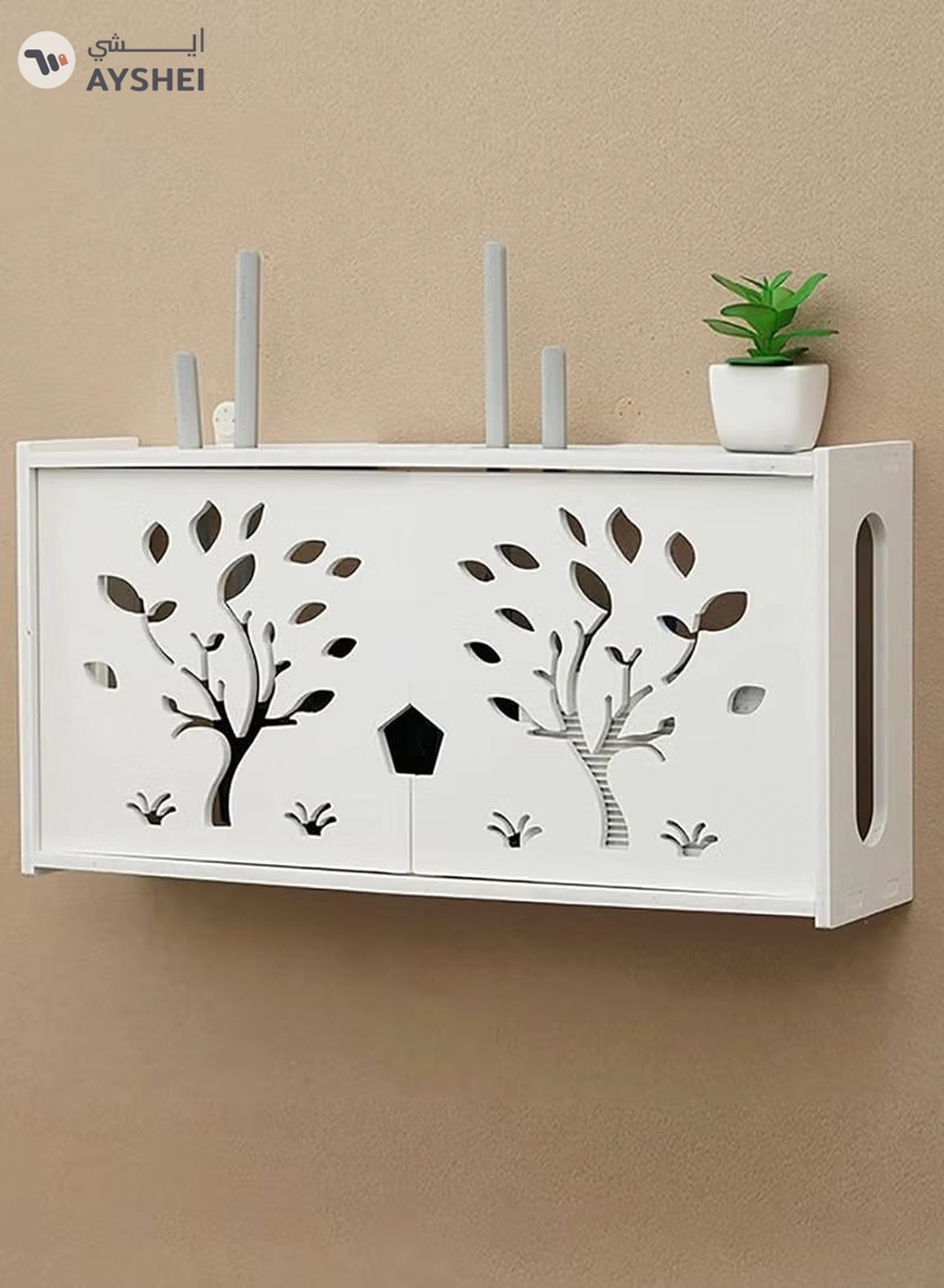 Eworld Stylish Wall Mounted Router Rack for Wi Fi Router, Set-Top Box, Light Cat Box and More-2-2