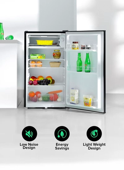 GEEPAS 120L Gross/92L Net Capacity, Single Door Mini Defrost Refrigerator With Retro Premium Design, Bottle Opener, Glass Shelves, Transparent Door Basket, Lock & Key, Low Noise, Low Voltage, Adjustable Front Wheel GRF1212BXE Black-2
