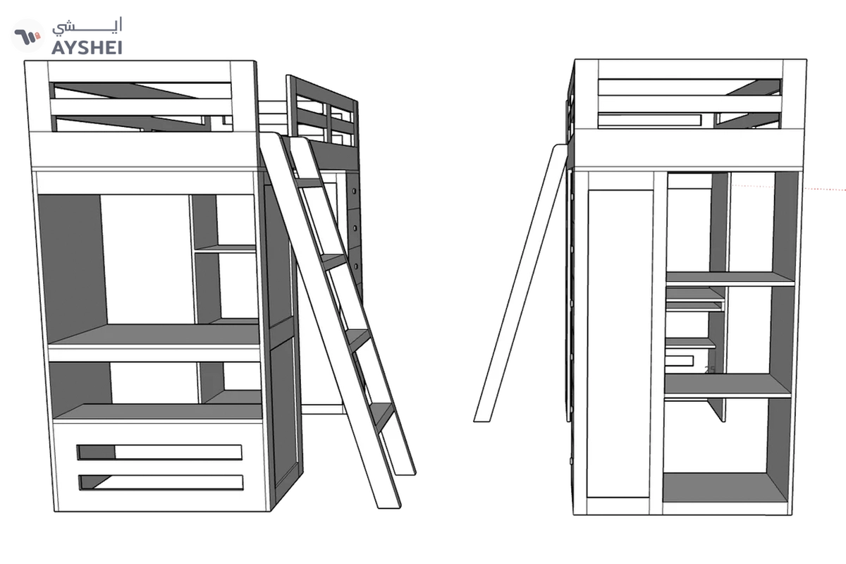 Reno Loft Bed with Desk & Storage-1-1