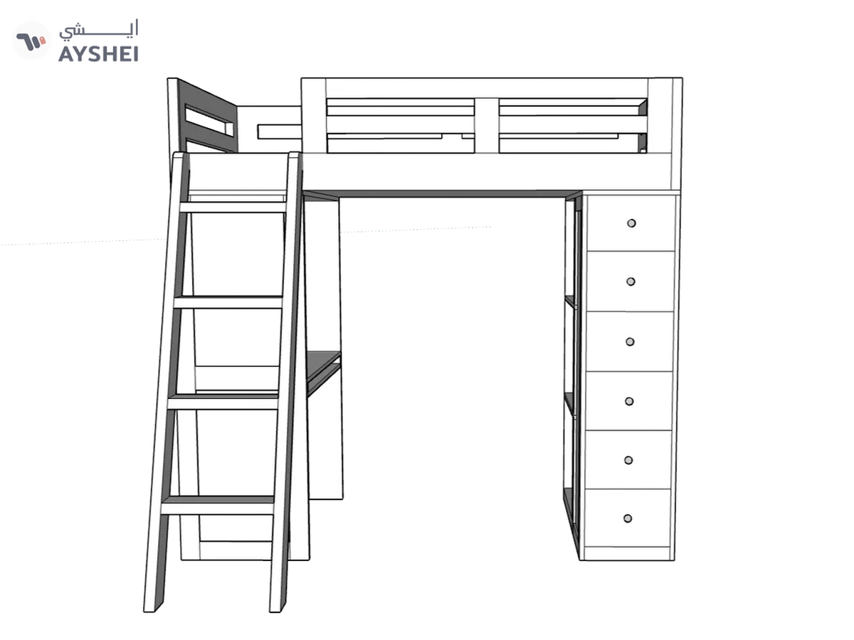 Reno Loft Bed with Desk & Storage-4-4