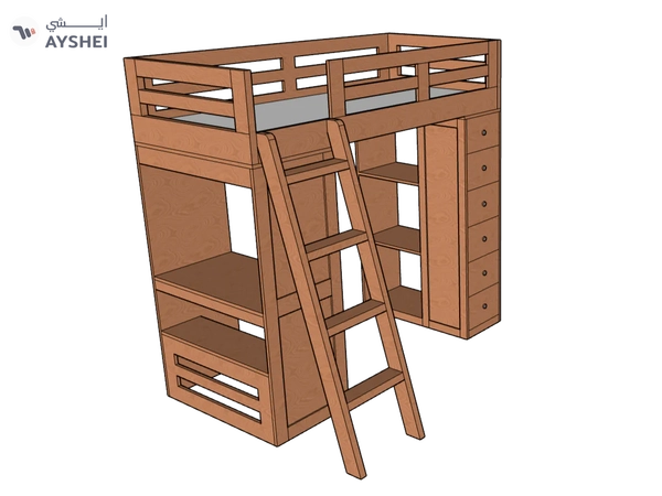 Reno Loft Bed with Desk & Storage