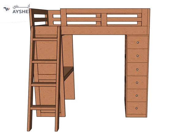 Reno Loft Bed with Desk & Storage