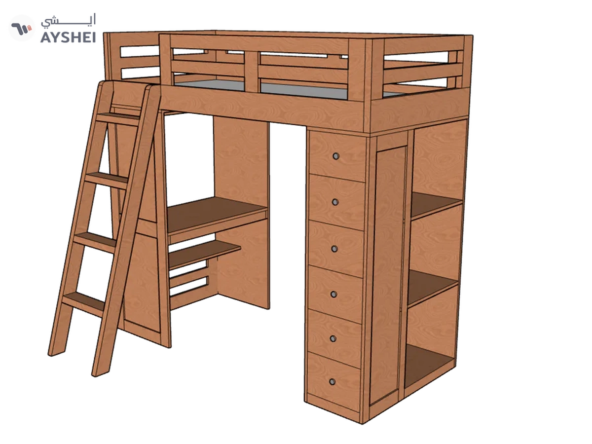 Reno Loft Bed with Desk & Storage-5-5