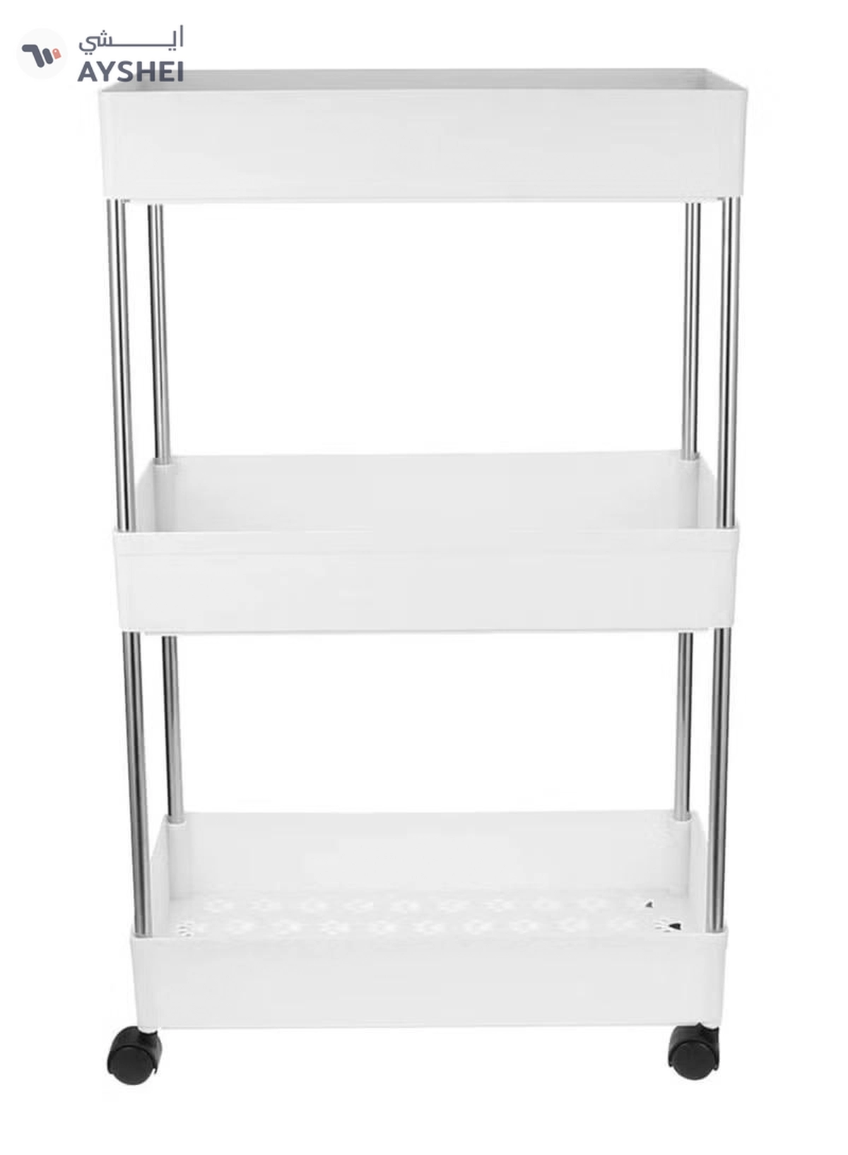 DubaiGallery 3-Tier Slim Mobile Shelving Unit on Wheels, Slide Out Rolling Bathroom Storage Organizer, Utility Carts Shelf Rack for Kitchen Bathroom Laundry Room Narrow Places, White-2-2