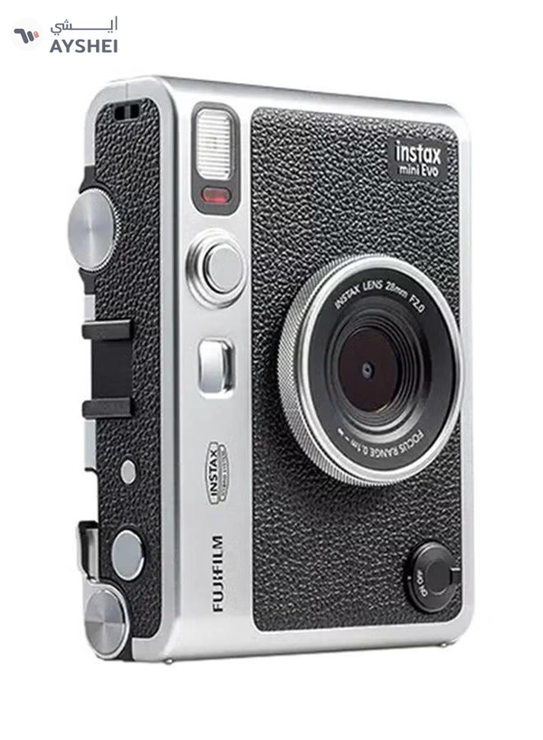 FUJIFILM Instax Mini EVO Hybrid Instant Camera – Black (USB-C) | Instant Print with Digital Preview, Creative Modes & Built-In Selfie Mirror