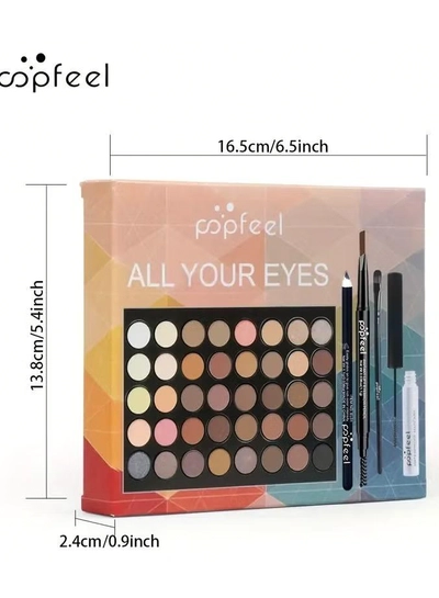 popfeel 40 Colors Eyeshadow Palette Set, Eyebrow Pencil Eyeliner Pen Mascara -1