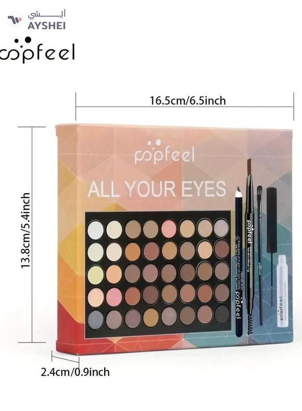 popfeel 40 Colors Eyeshadow Palette Set, Eyebrow Pencil Eyeliner Pen Mascara 