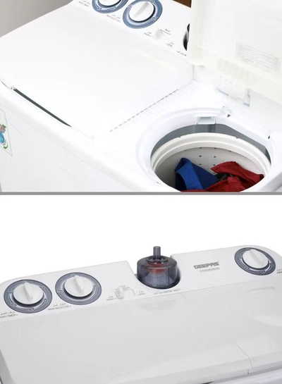GEEPAS Twin Tub Semi-Automatic Washing Machine| High Back Control Panel and Semi-Automatic Top Load Washing Machine, Ripple Pulsator| Highly Effecient with Classic Design 400 W GSWM6468 White 400 W GSWM6468 White-3