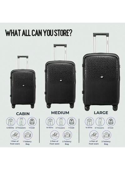 British Tourister 3 Piece Polypropylene Hard Side Spinner Luggage Trolley Set 20/24/28 Inch - Black-1