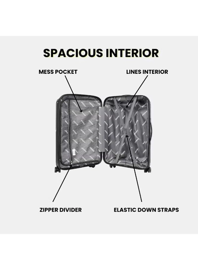 British Tourister 3 Piece Polypropylene Hard Side Spinner Luggage Trolley Set 20/24/28 Inch - Black-2