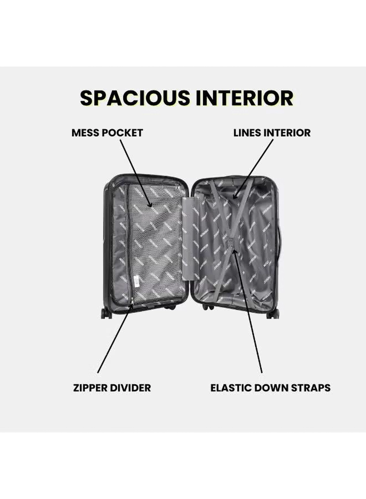 British Tourister 3 Piece Polypropylene Hard Side Spinner Luggage Trolley Set 20/24/28 Inch - Black-2-2