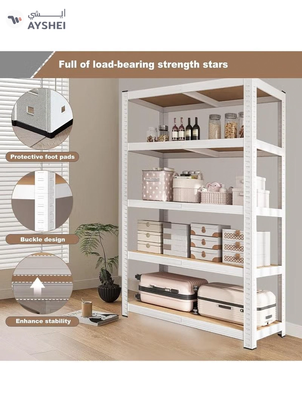 DubaiGallery 5-tier Metal Shelving Unit Adjustable Garage Storage Utility Rack Heavy Duty Shelves Organization Multipurpose Shelf Warehouse Basement Kitchen Living Room pantry