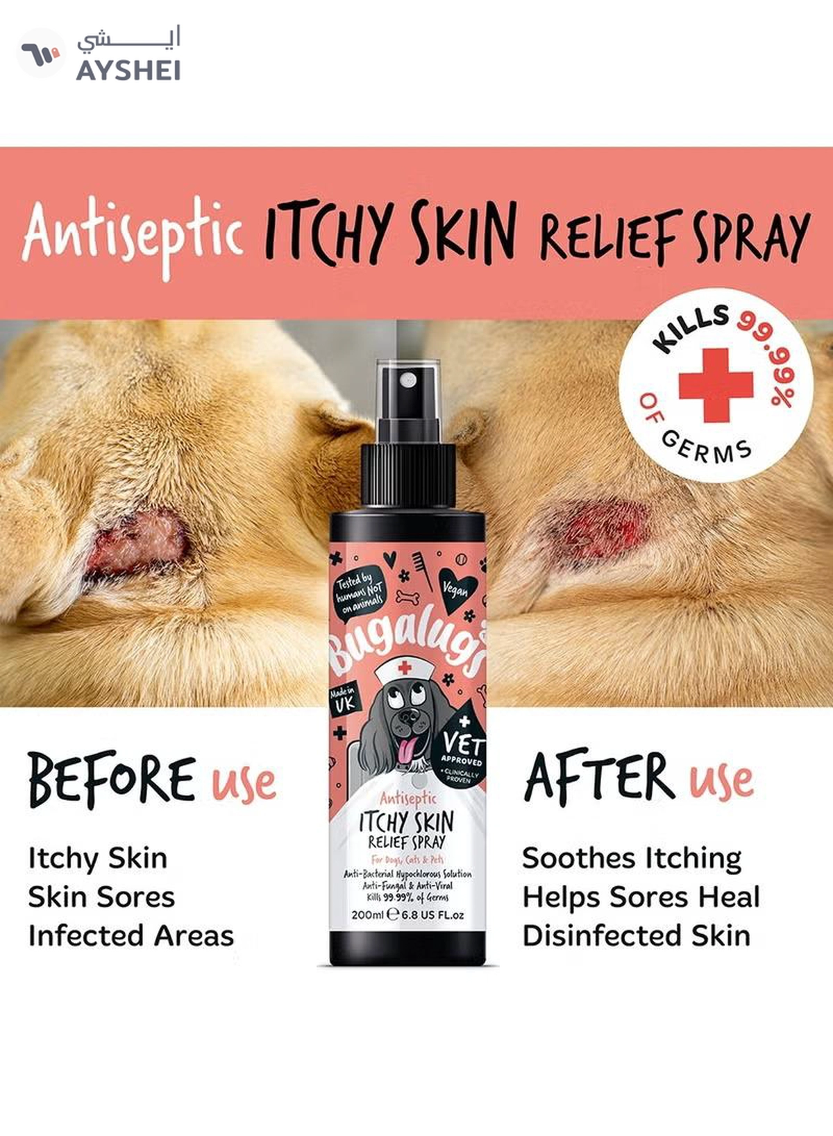  BUGALUGS Antiseptic Itchy Skin Spray 200ml (6.8 Fl Oz)-3-3