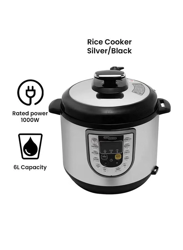 SUPER GENERAL Electric Pressure Cooker 6.0 L 1000.0 W SGEC60DM Silver/Black