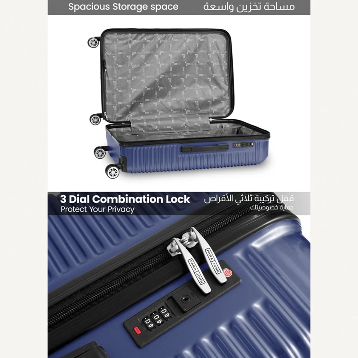 Para John AERIS 3-Piece Hard Shell Luggage Set | ABS+PC Travel Suitcases with 8 Spinner Wheels-4-4