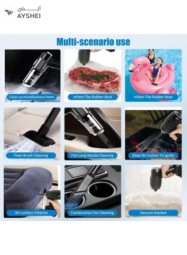 Eworld Portable Cordless Car Vacuum Cleaner 48Vf – High-Power 3-in-1 Handheld Mini Vacuum 
