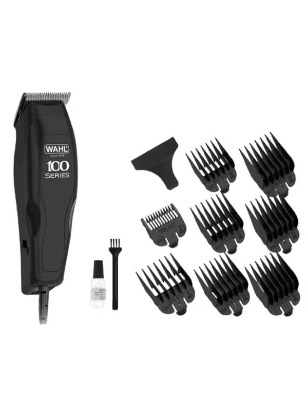  WAHL Home Pro 100 Series Hair Clipper Grooming Kit | Trimmer Set with Powerful Corded Clipper | Precision Ground Blades | Hair Removal and Shaving Product (1395-0410) Black/Clear