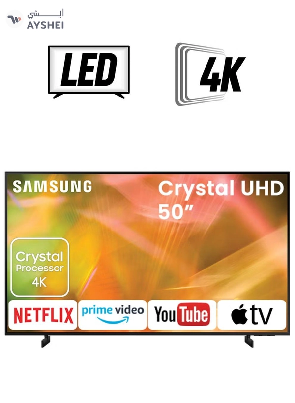Samsung 50-Inch Crystal UHD 4K Flat Smart TV UA50AU8000UXEG Black
