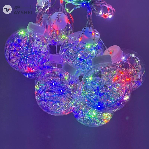 10BALLS 8 FLASHING MODES BALL CURTAIN STRING LIGHTS-WARM WHITE