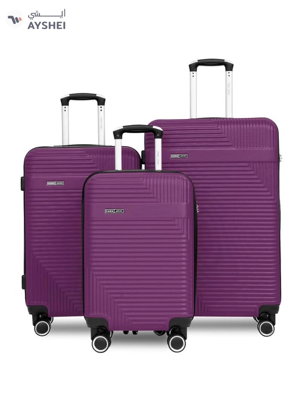 PARAJOHN ABS Material 3-Piece Hardsided Luggage Set | 4-Wheel Spinner Trolley | Small (10kg), Medium (20kg), Large (30kg)Purple