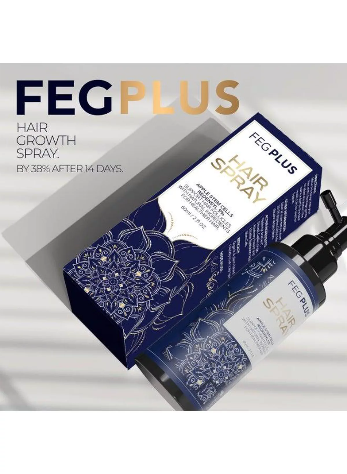 FEG PLUS Natural Hair Care Spray FEG PLUS combines selected hair-care ingredients with Apple Stem Cells and Redensyl 5% in a convenient spray formula, making it an easy addition to your everyday hair-care routine.-1-1