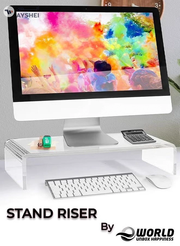 Eworld Clear Acrylic Monitor Stand Riser for PC, Computer Monitor