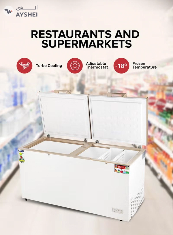 GEEPAS 550L Double Door Chest Freezer| Frozen Temperature -18°C HCF and FCKW Free| Highly Efficient Monolithic Foaming and Compressor Switch Off Function| Includes Lock and Key, 2 Food Baskets| 1 Year Warranty 550 L 230 W GCF55019WAH White