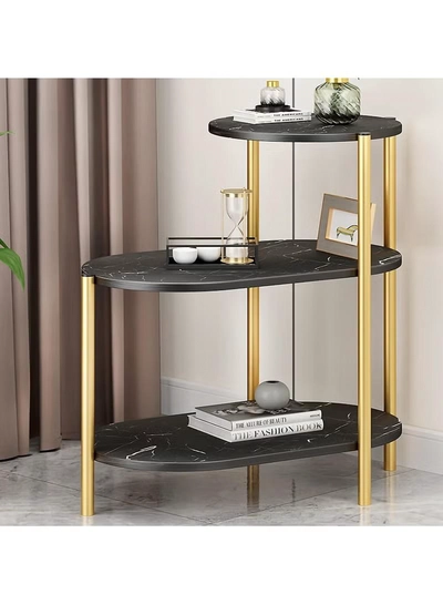 DubaiGallery Sofa Side Cabinet Household Small Coffee Table Metal Legs Bedside Side Table Multi-Layer Shelf-0
