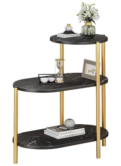 DubaiGallery Sofa Side Cabinet Household Small Coffee Table Metal Legs Bedside Side Table Multi-Layer Shelf-1