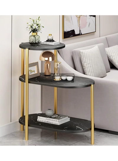 DubaiGallery Sofa Side Cabinet Household Small Coffee Table Metal Legs Bedside Side Table Multi-Layer Shelf-3