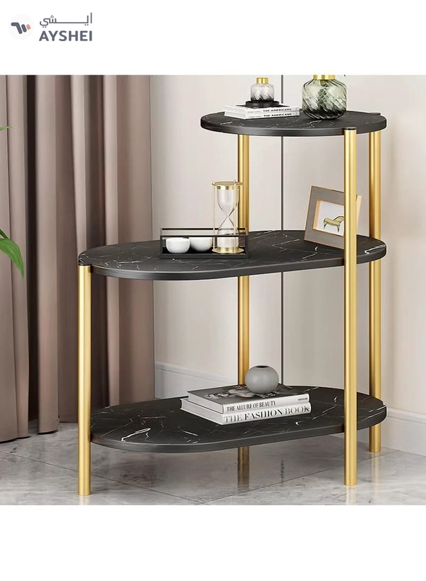 DubaiGallery Sofa Side Cabinet Household Small Coffee Table Metal Legs Bedside Side Table Multi-Layer Shelf