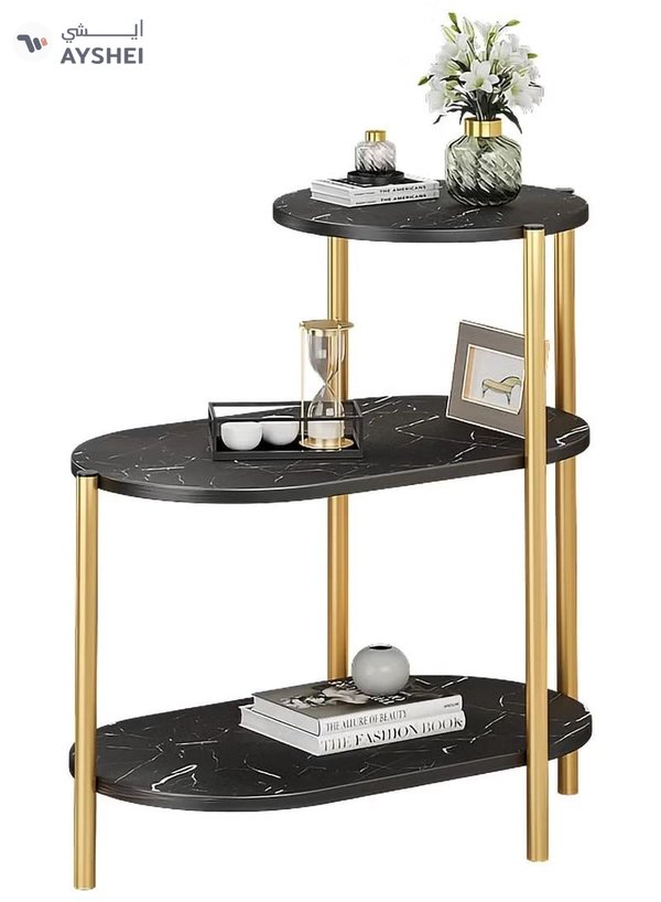 DubaiGallery Sofa Side Cabinet Household Small Coffee Table Metal Legs Bedside Side Table Multi-Layer Shelf