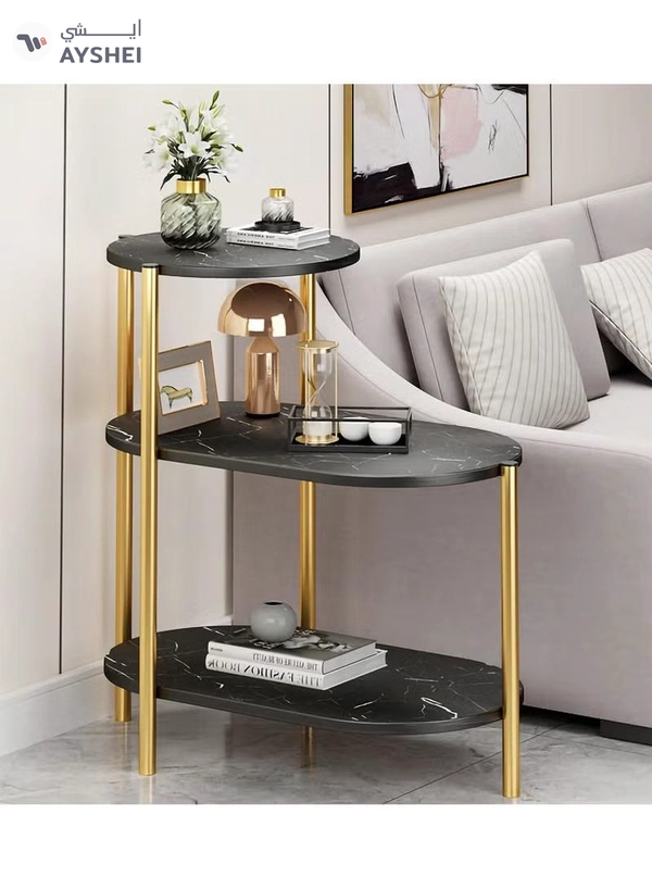 DubaiGallery Sofa Side Cabinet Household Small Coffee Table Metal Legs Bedside Side Table Multi-Layer Shelf