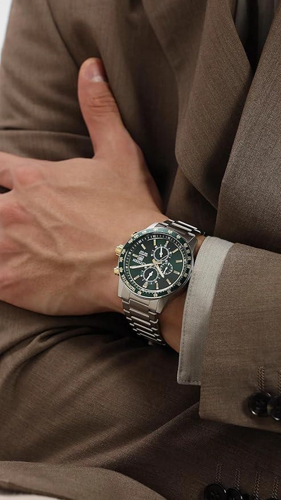 Citizen Chronograph Quartz Green Dial Stainless Steel Men's Watch AN3689-55X-6