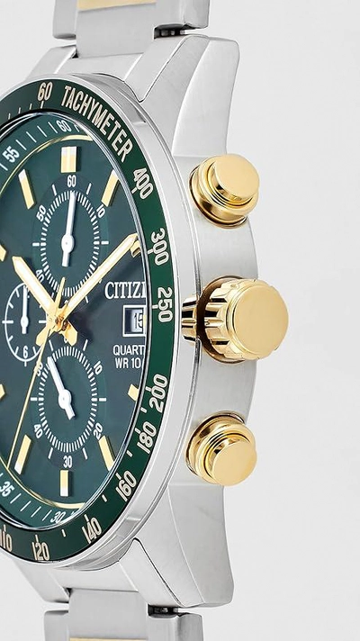 Citizen Chronograph Quartz Green Dial Stainless Steel Men's Watch AN3689-55X-4