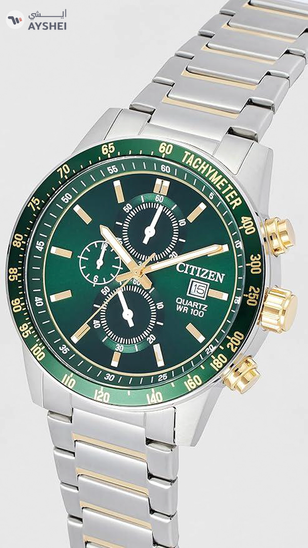 Citizen Chronograph Quartz Green Dial Stainless Steel Men's Watch AN3689-55X-1-1