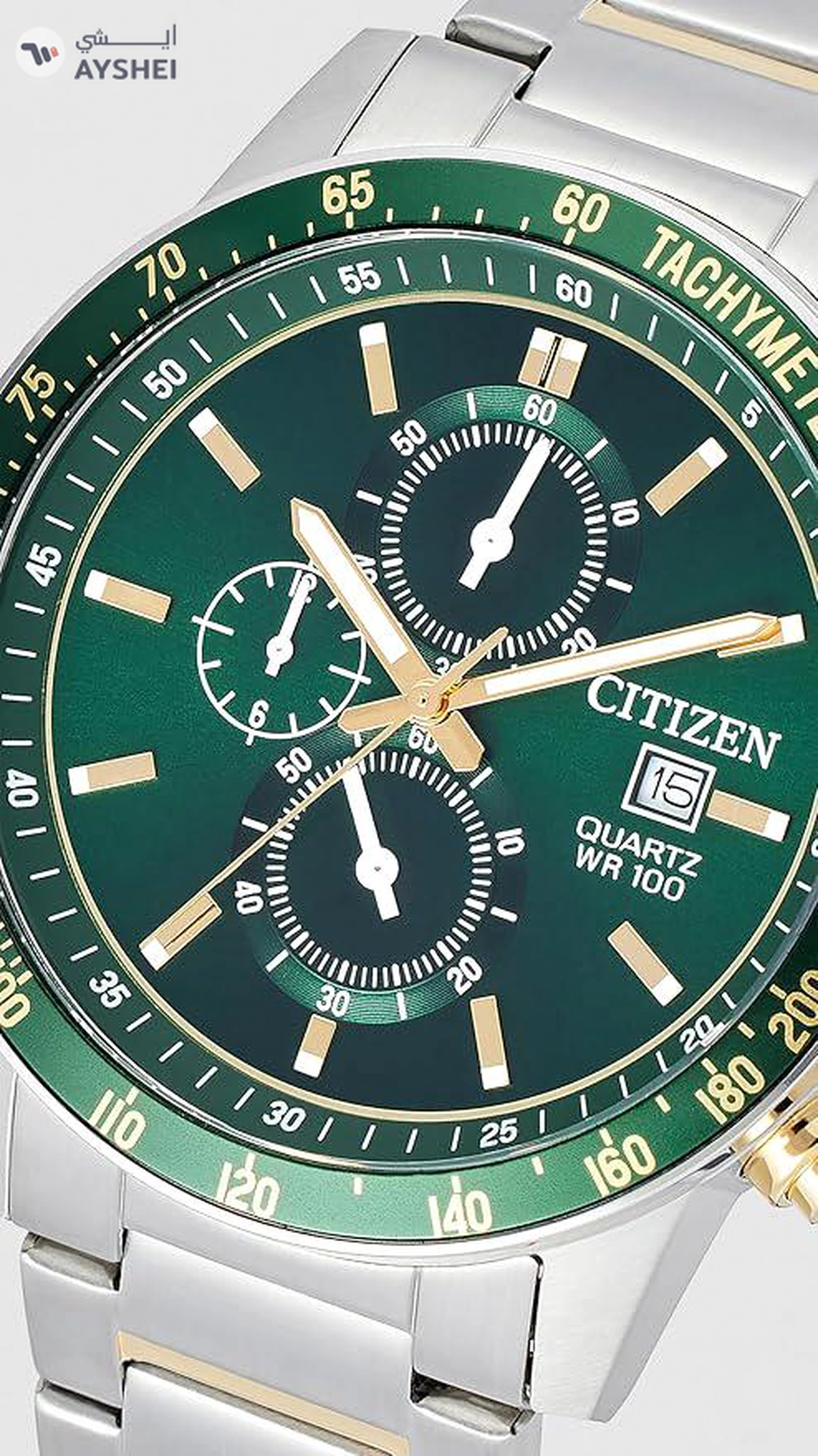 Citizen Chronograph Quartz Green Dial Stainless Steel Men's Watch AN3689-55X-3-3