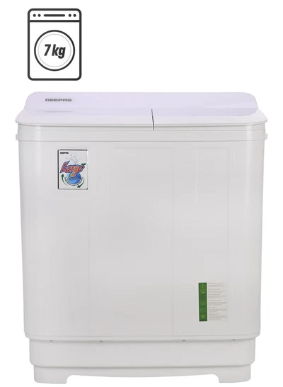 GEEPAS Twin Tub Semi-Automatic Washing Machine- GSWM6466| Hidden Control Panel and Semi-Automatic Top Load Washing Machine| Spin Capacity: 7.0 KG| White 400 W GSWM6466 White 400 W GSWM6466 White-0