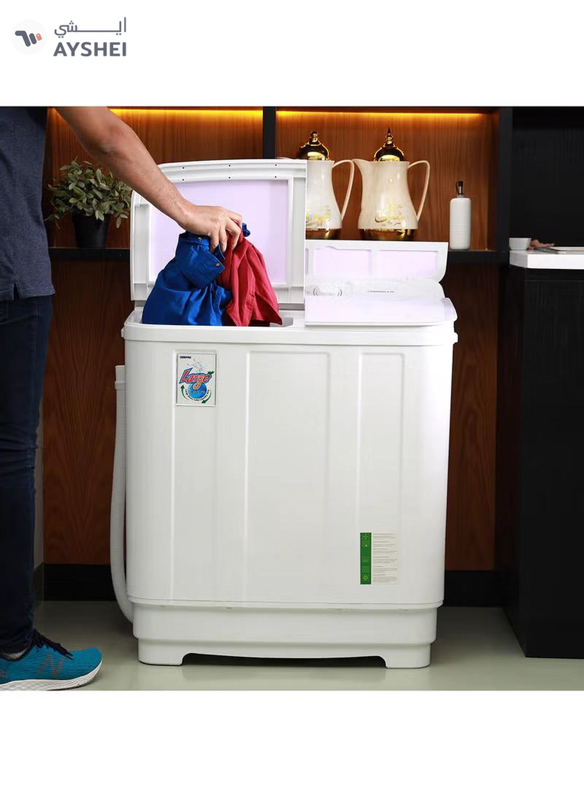 GEEPAS Twin Tub Semi-Automatic Washing Machine- GSWM6466| Hidden Control Panel and Semi-Automatic Top Load Washing Machine| Spin Capacity: 7.0 KG| White 400 W GSWM6466 White 400 W GSWM6466 White-6-6
