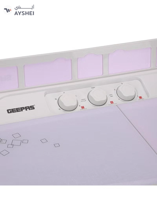 GEEPAS Twin Tub Semi-Automatic Washing Machine- GSWM6466| Hidden Control Panel and Semi-Automatic Top Load Washing Machine| Spin Capacity: 7.0 KG| White 400 W GSWM6466 White 400 W GSWM6466 White