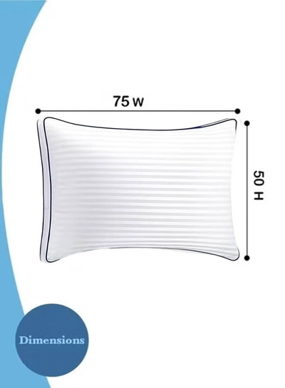Eworld Set of 2 Premium Down Alternative Filled Bed Pillows in White Stripes with Breathable Cover-1