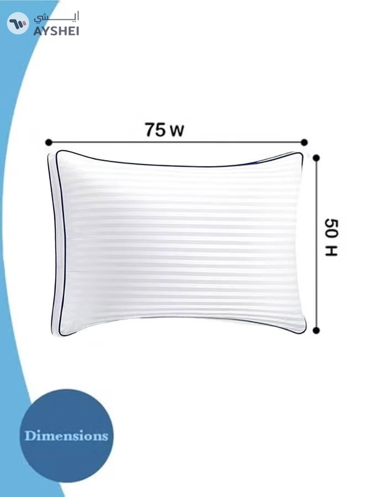 Eworld Set of 2 Premium Down Alternative Filled Bed Pillows in White Stripes with Breathable Cover-1-1
