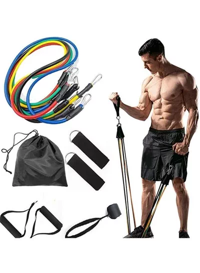Adjustable Resistance Bands Home Gym Exercise Set Create your own home gym with adjustable resistance bands, non-slip handles, ankle straps, and a secure door anchor. Ideal for strength training, fitness, muscle building, toning, and everyday workouts.-0